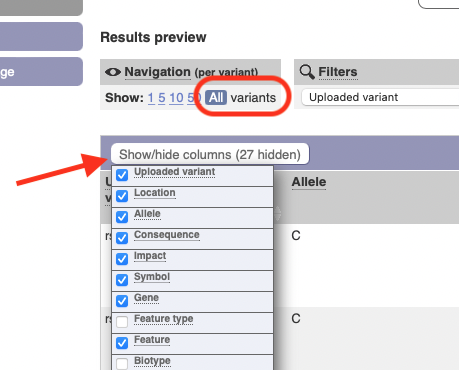 select column